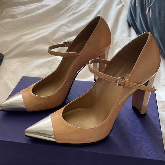 stuart weitzman capsize nude blush pink patent leather Mary Jane size 6.5 - Picture 5 of 11